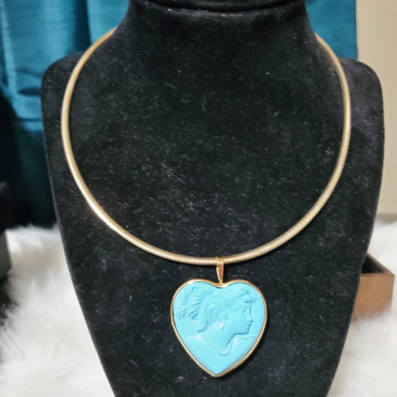 14k Jewelry - 14k Y Gold Persian Turquoise Cameo brooch/pendant